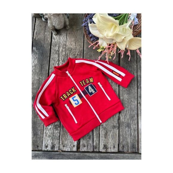 Baby Gap Track Jacket Spring Fall Red w/ White Stripes Sz 6-12M - Picture 1 of 4